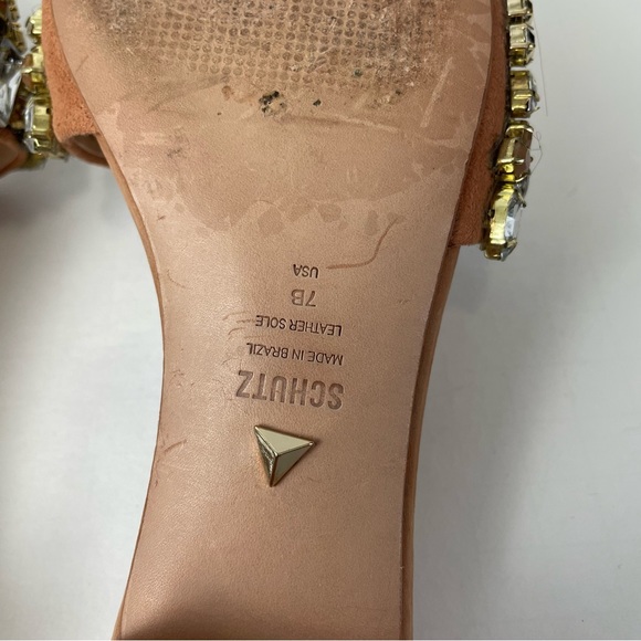 SCHUTZ Victoria Jewelled Embellished Leather Sandal Slides Size 7 - Picture 6 of 12